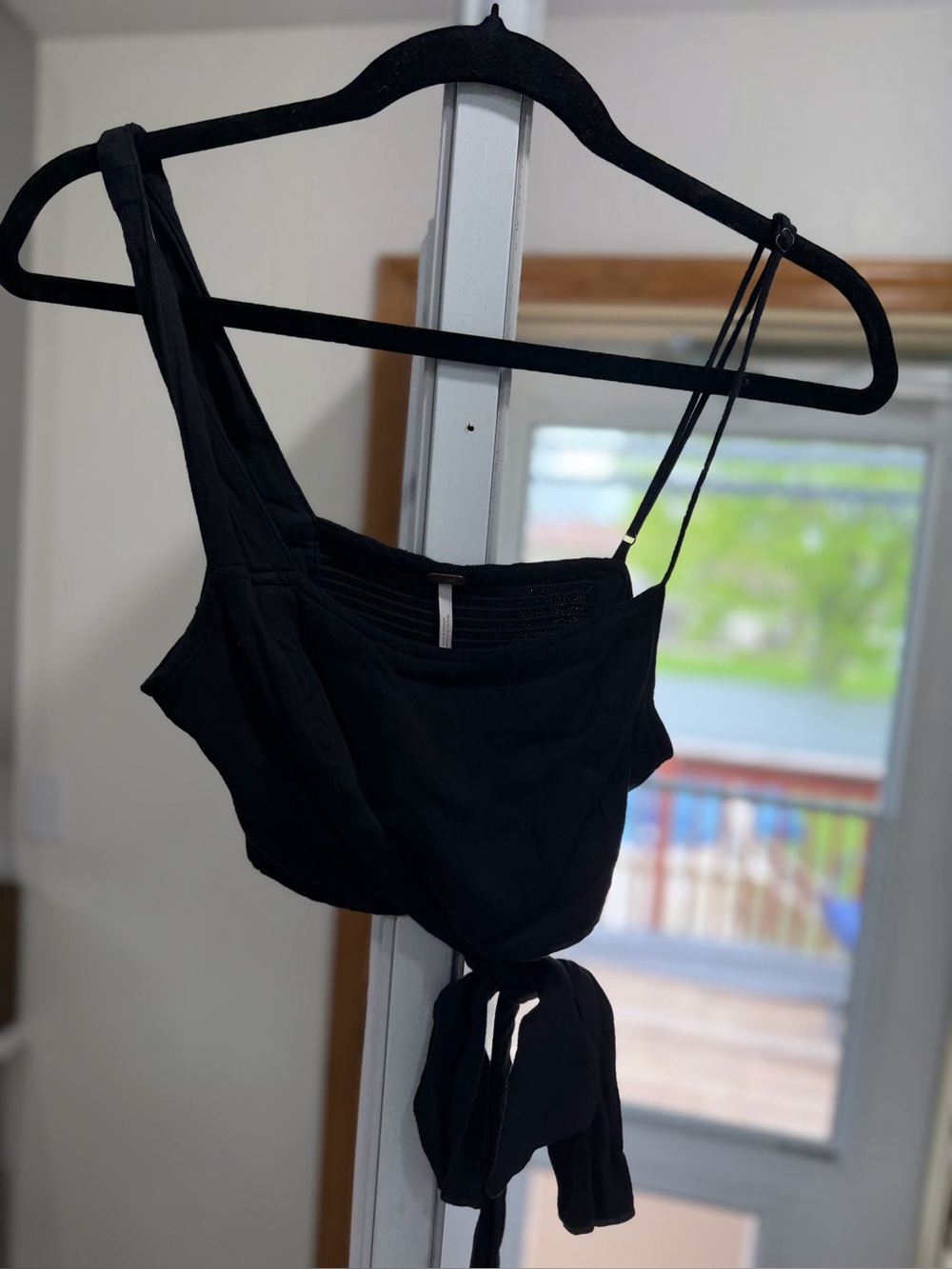 Free people Black Tie-Front Crop Top